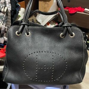 Black Leather Tote Bag